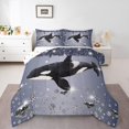 thumbnail image 1 of Killer Whale Comforter Set Black Sequin Fluid Art Twin Bedding Sets,Crystal Diamond Bed Set Nautical Sea Animal Duvet Insert,Coastal Creature Ocean Decor, 1 of 7