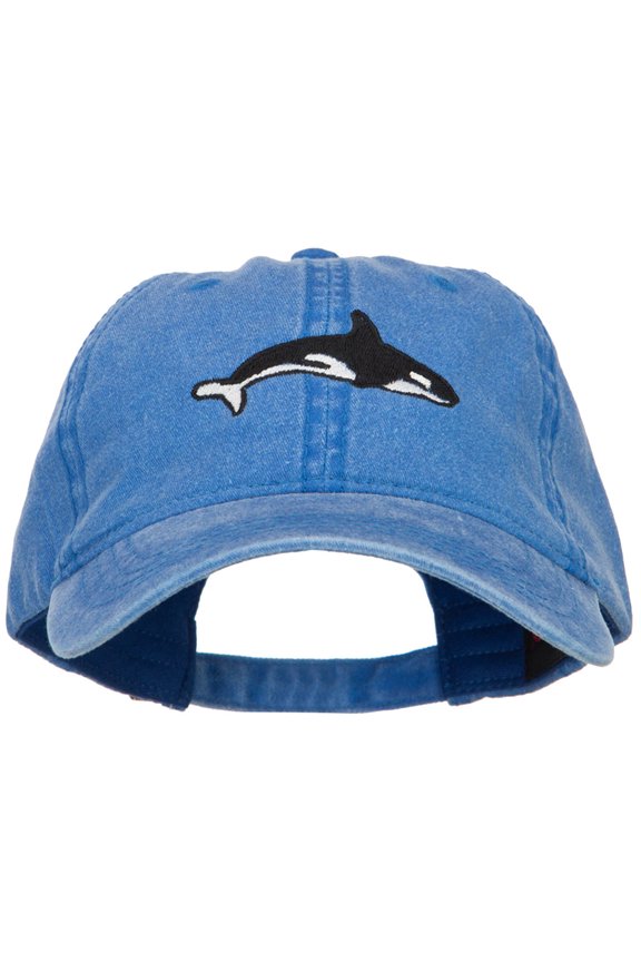 Killer Whale Embroidered Washed Cotton Cap - Royal OSFM