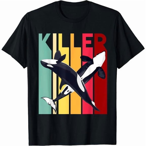 Killer Whale Gift Idea Sea Animals Orca Graphic Print Black S-5XL 100% Cotton  casual versatility