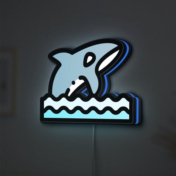 Killer Whale LED Lightbox - Sea Ocean Mammal Decor, Custom Led Sign for Home Office Shop Decor (Width 12 inch, 30cm)