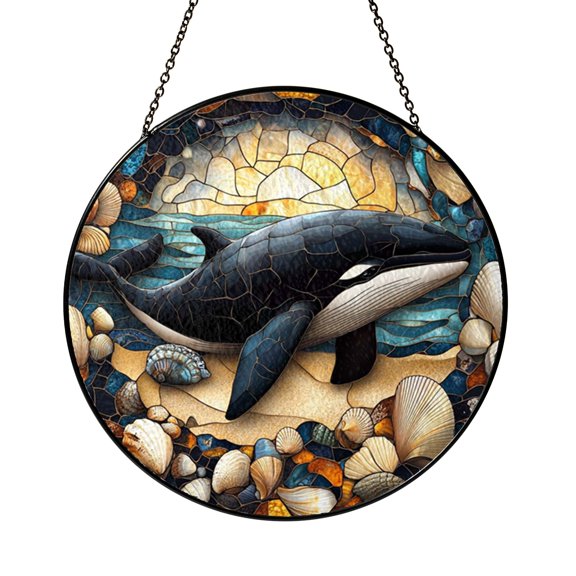 Killer Whale Ocean Suncatcher Vibrant Plaque Item Panel Hanging Decor