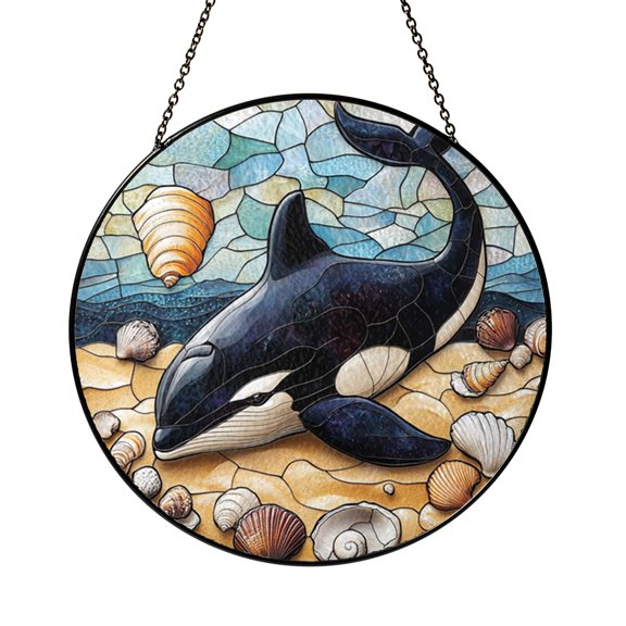 Killer Whale Ocean Suncatcher Vibrant Plaque Item Panel Hanging Sun