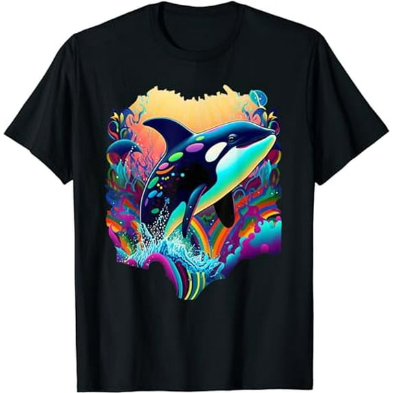 Killer Whale Orca Colorful Artistic Graphic T-Shirt