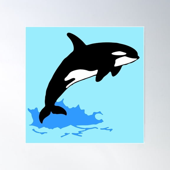 Killer Whale – Orca Leaping From Water, Cool Sea Creature For Coastal Vibes Poster Wall Art, Modern Wall Decor For Living Room Bedroom, 17x17 UNFRAMED