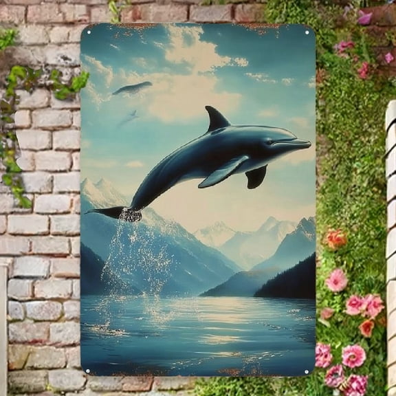 Killer Whale Orca Metal Tin Signs Vintage Iron Painting Wall Art for Garage Garden Decor 12"x8"