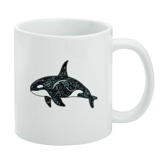 Killer Whale Orca with Waves White Mug