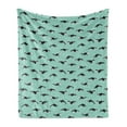 thumbnail image 1 of Killer Whale Soft Flannel Fleece Throw Blanket, Swimming Fish Marine Ocean Wildlife Tropic Sea Illustration, Cozy Plush for Indoor and Outdoor Use, 70" x 90", Turquoise Charcoal Grey, by Ambesonne, 1 of 5