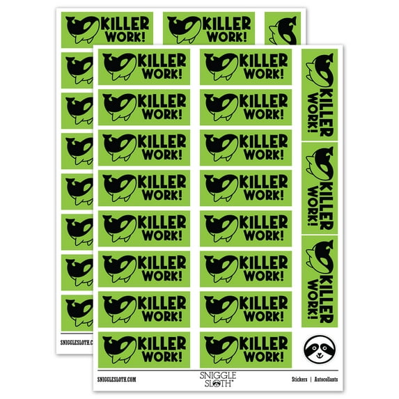 Killer Work Whale Teacher Student School Sticker Set - Light Green - Matte Finish - 2.00" Large