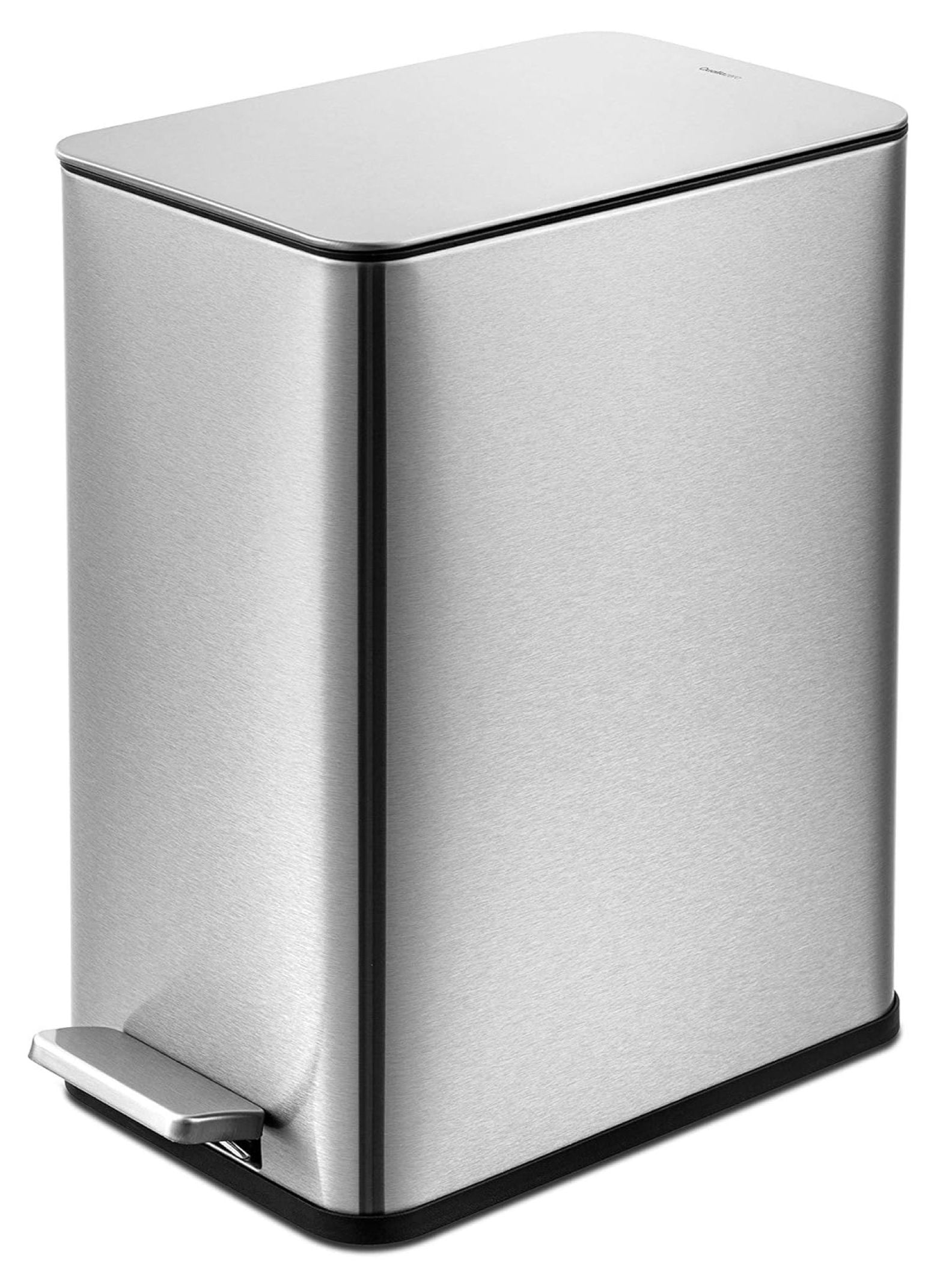 Slim Stainless Steel 2.6 Gallon Step-On Trash Can with Soft Close Lid