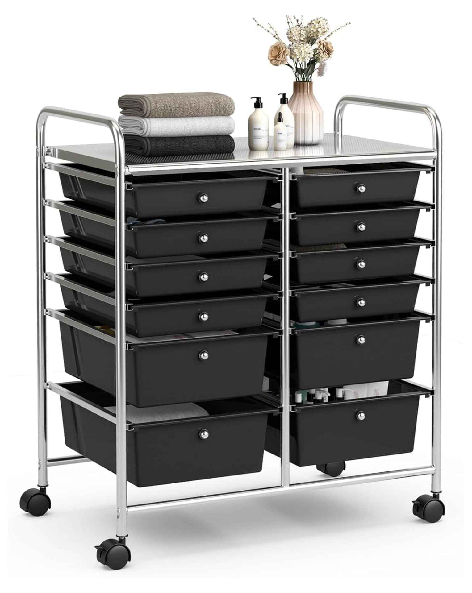 Killeryuki 12 Drawer Rolling Storage Cart, Art Cart Organizer on Wheels, Mobile Utility Cart ...