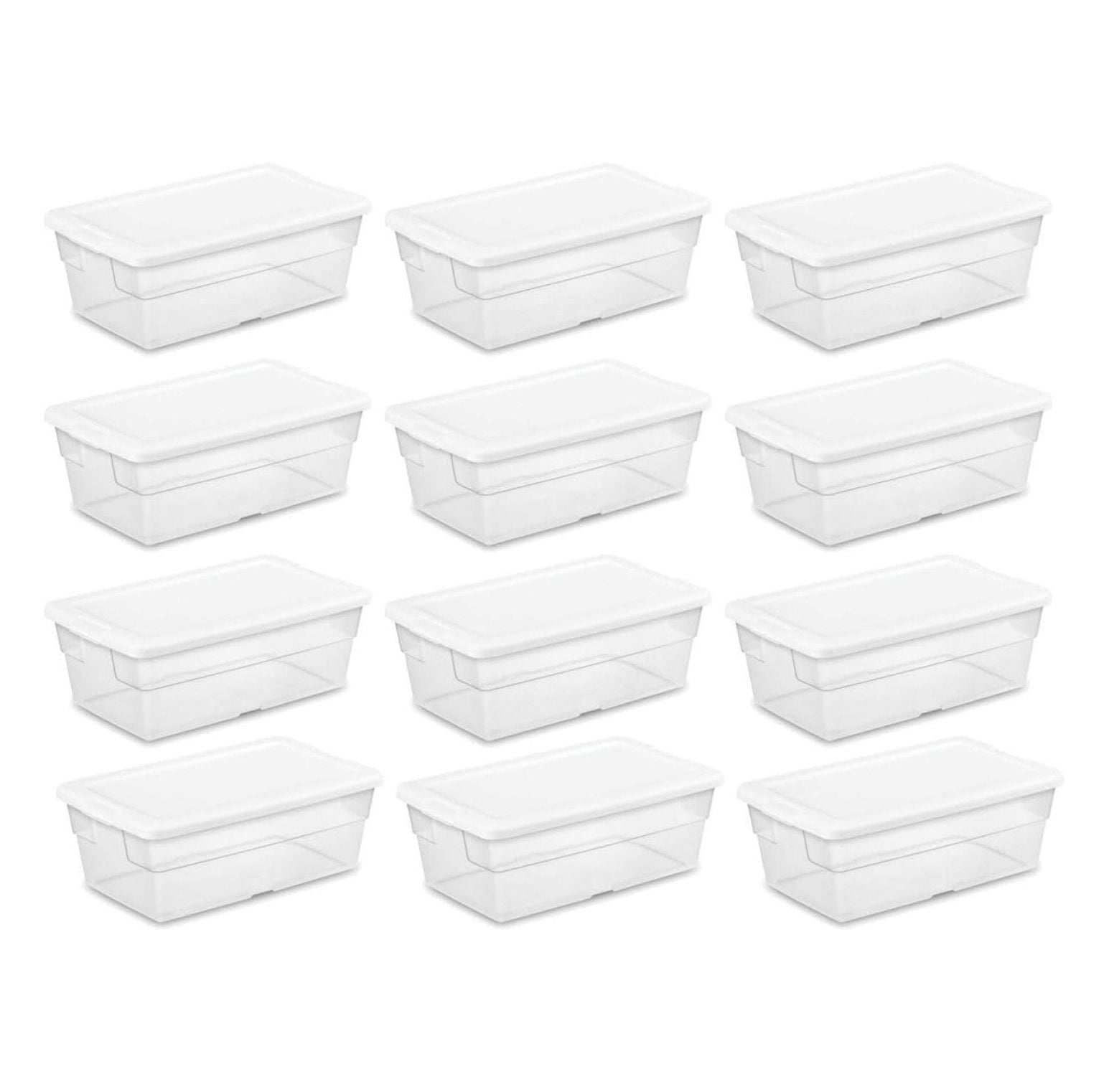 Clear Plastic Stackable Storage Box with White Lid, 14 in