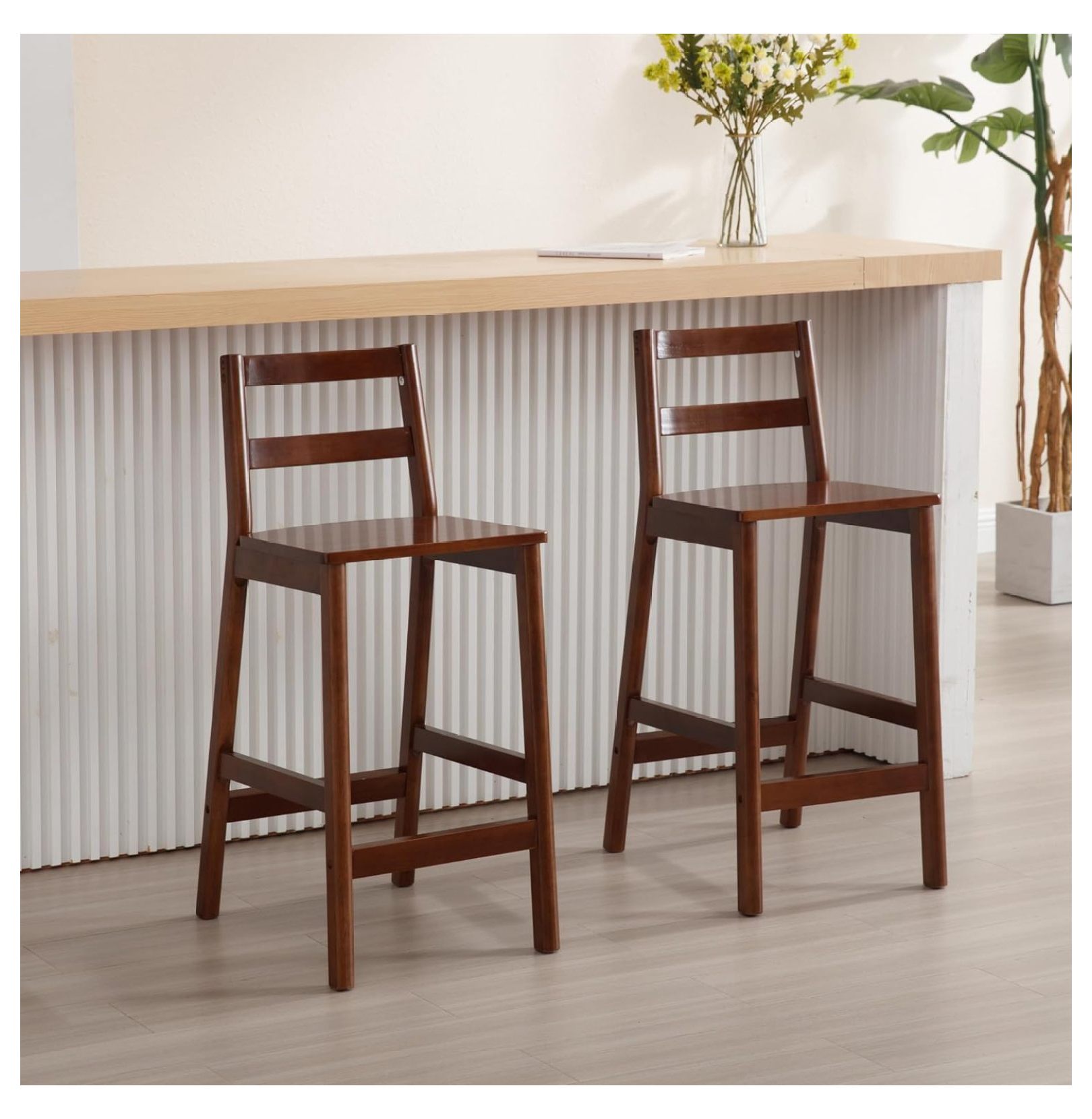 Killeryuki 26" Bar Stools Set of 2 Rustic Counter Height Bar Stools
