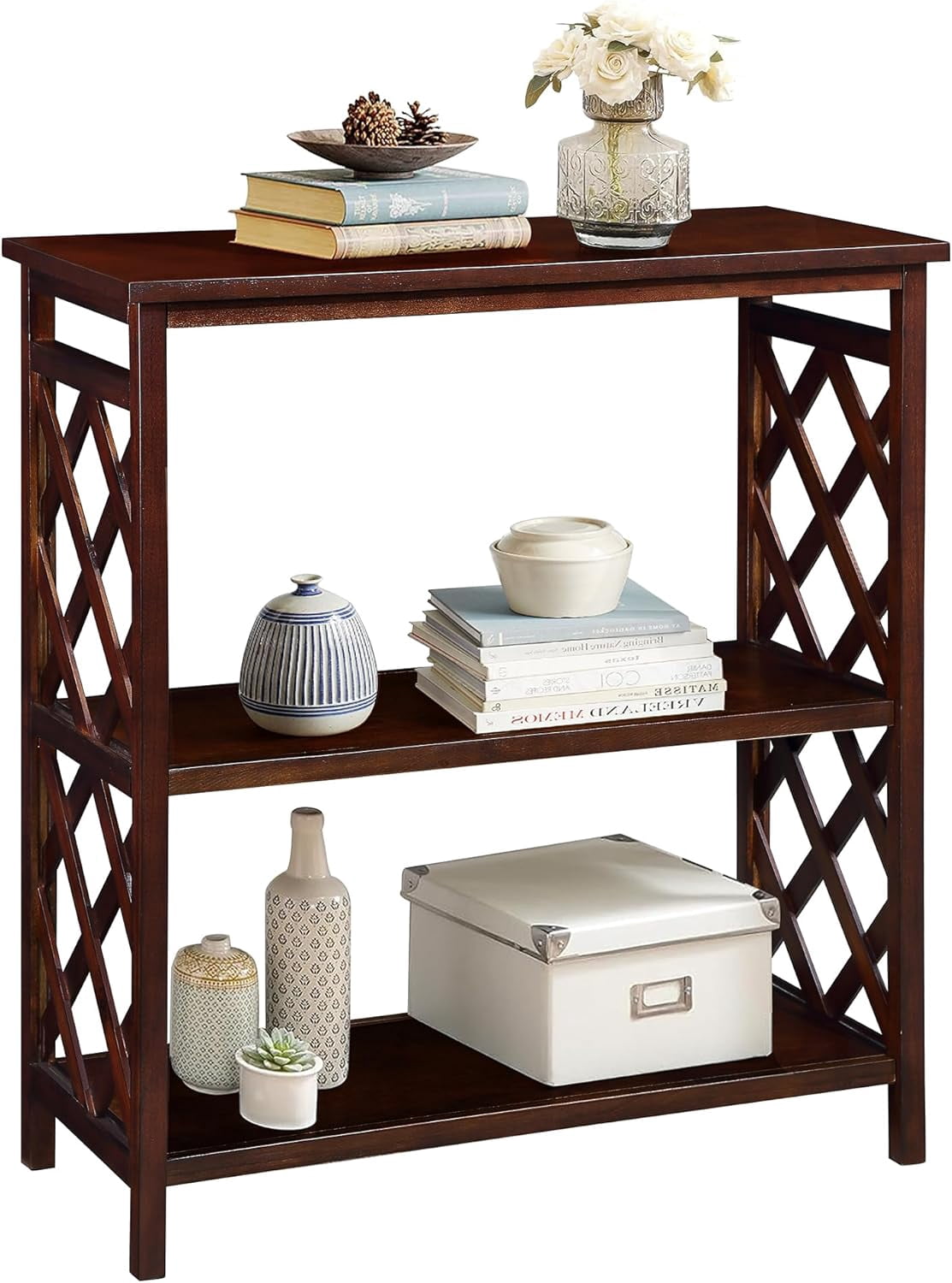 Small Bookcase Console Killeryuki 3-Tier Wooden Bookcase 31.5-Inch Open Bookshelf Console ...