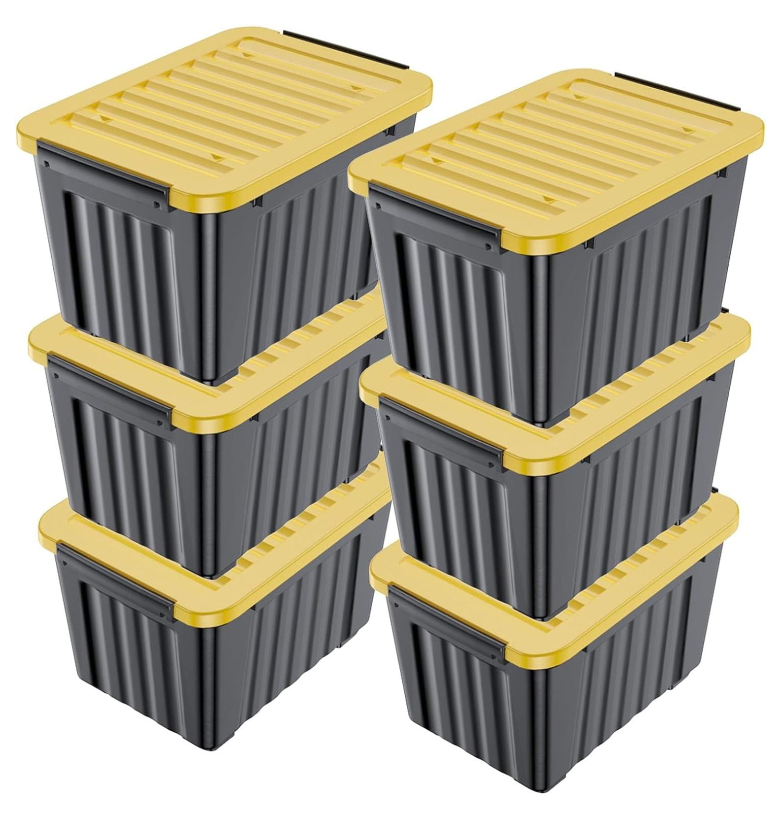 Durabilt 27 Gallon Tough Box Heavy Duty Large Storage Bins with Lids 4 Count Black and Yellow Walmart