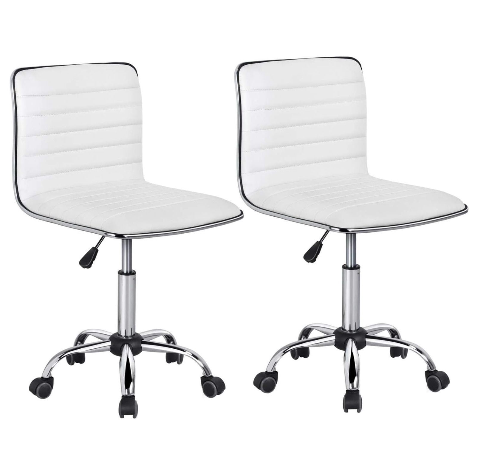 Killeryuki Adjustable Task Chair PU Leather Low Back Ribbed Armless ...