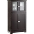 thumbnail image 1 of Killeryuki Bathroom Floor Cabinet, Freestanding Storage Cabinet w/Glass Doors, Wood Kitchen Cupboard w/Adjustable Shelf, Bathroom Storage Cabinet for Hallway Living Room Office (Cabinets, Brown), 1 of 9