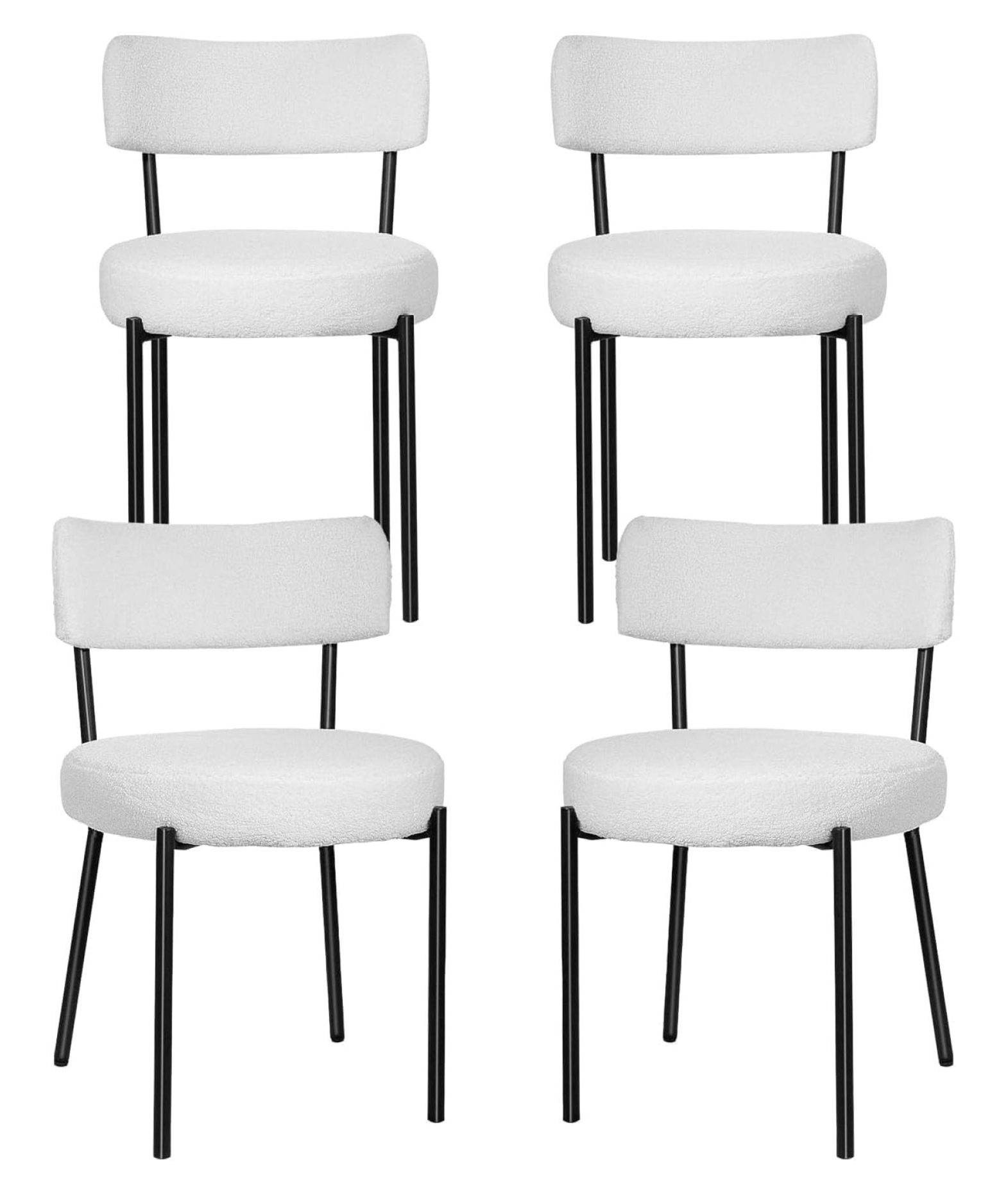 Killeryuki Boucle Dining Chairs Set of 4, Cream White Kitchen Dining
