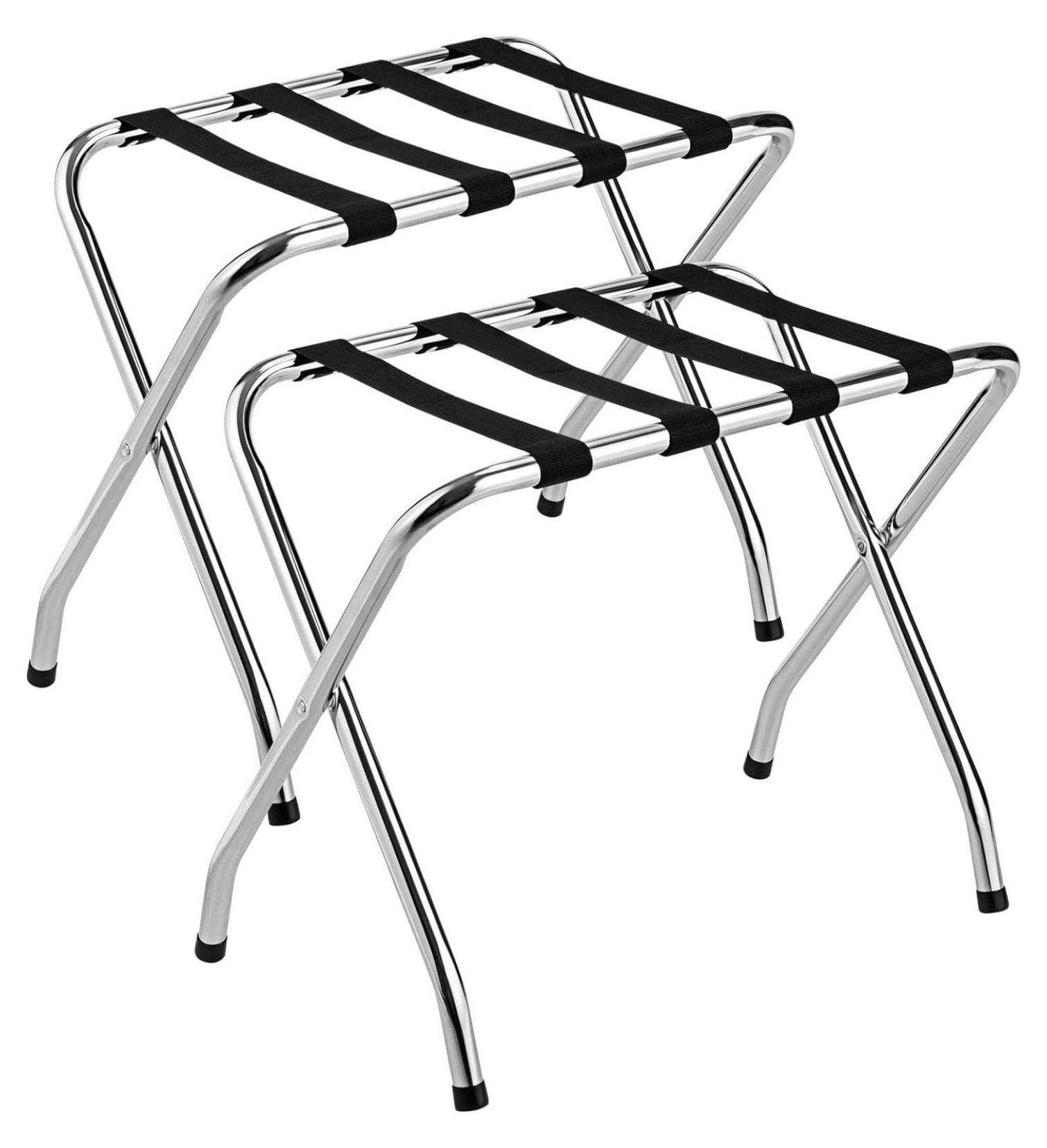 Chrome Folding Luggage Rack with Nylon Straps, Set of 4
