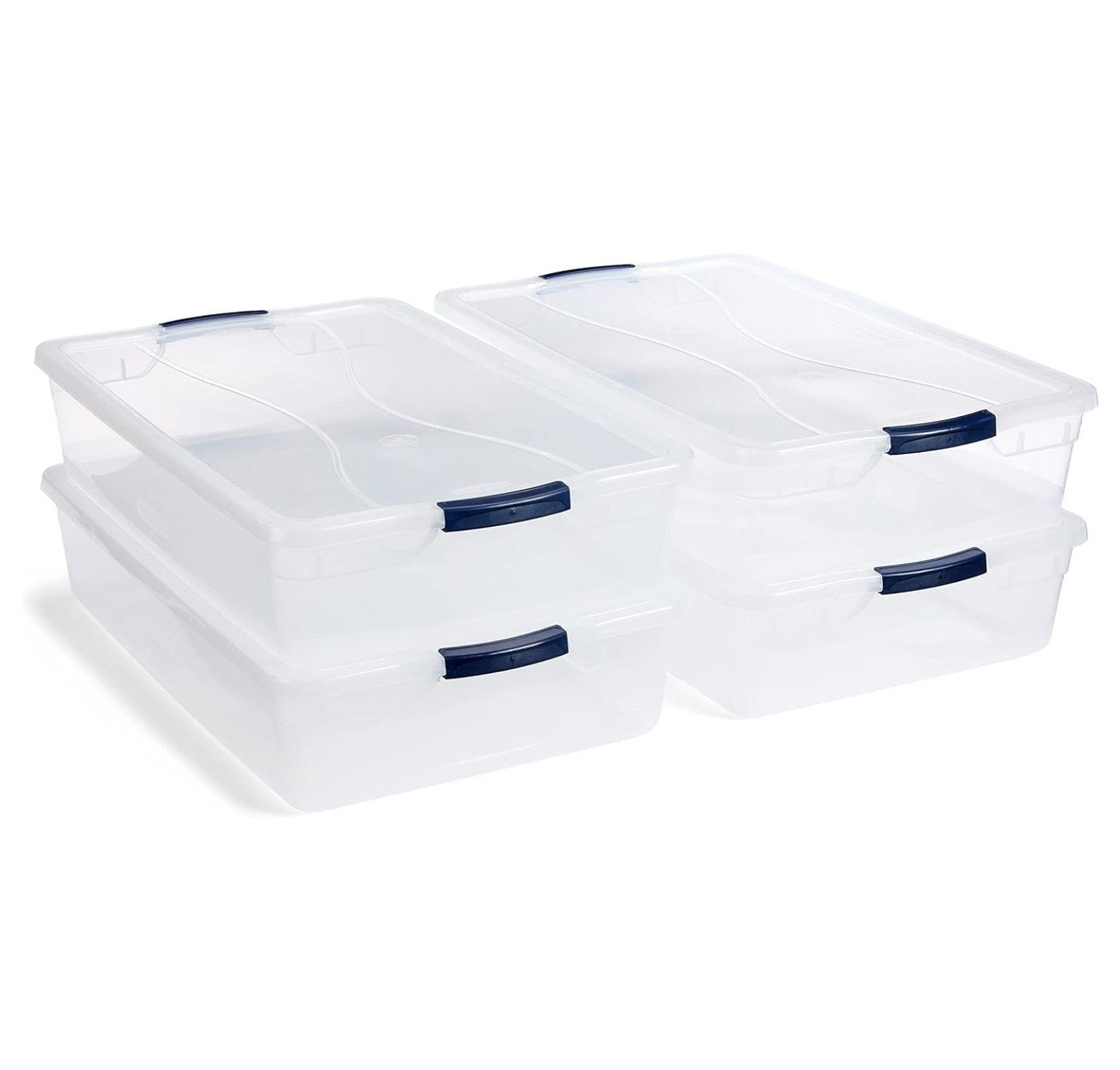 Clear Stackable Plastic Storage Bins with Latching Lids, 41 Qt, 4-Pack