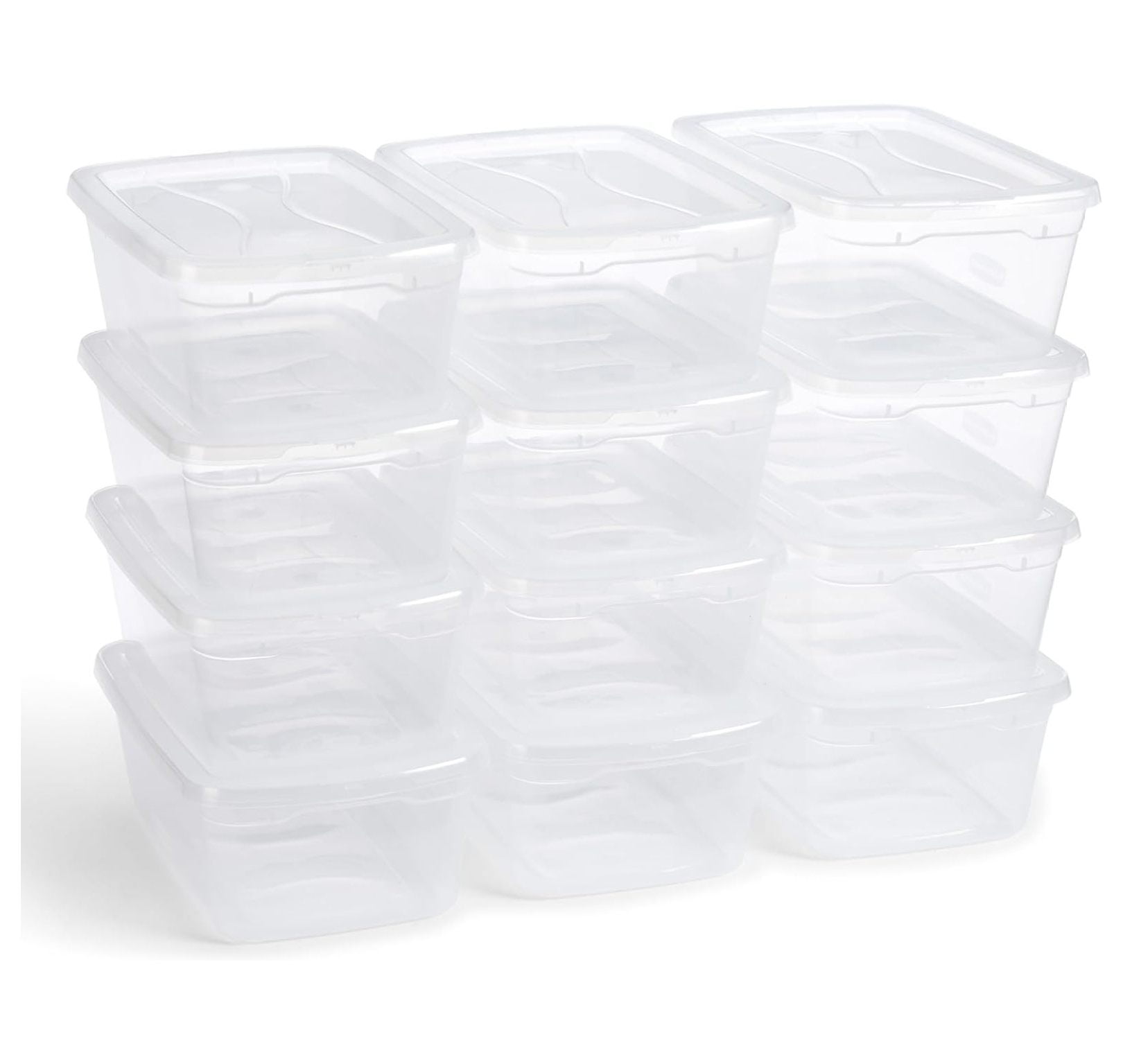 Clear Stackable Plastic Storage Containers with Snap-Tight Lids, 6 Quart, 12 Pack