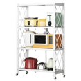 Killeryuki Foldable Storage Shelves with Wheels,Freestanding Metal