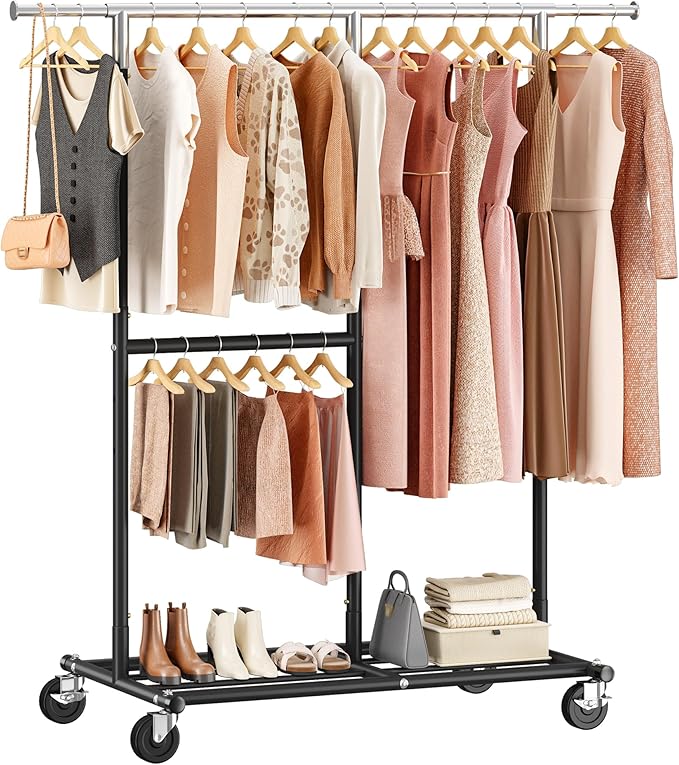Killeryuki Heavy Duty Clothes Rack, Adjustable Clothing Rack with ...