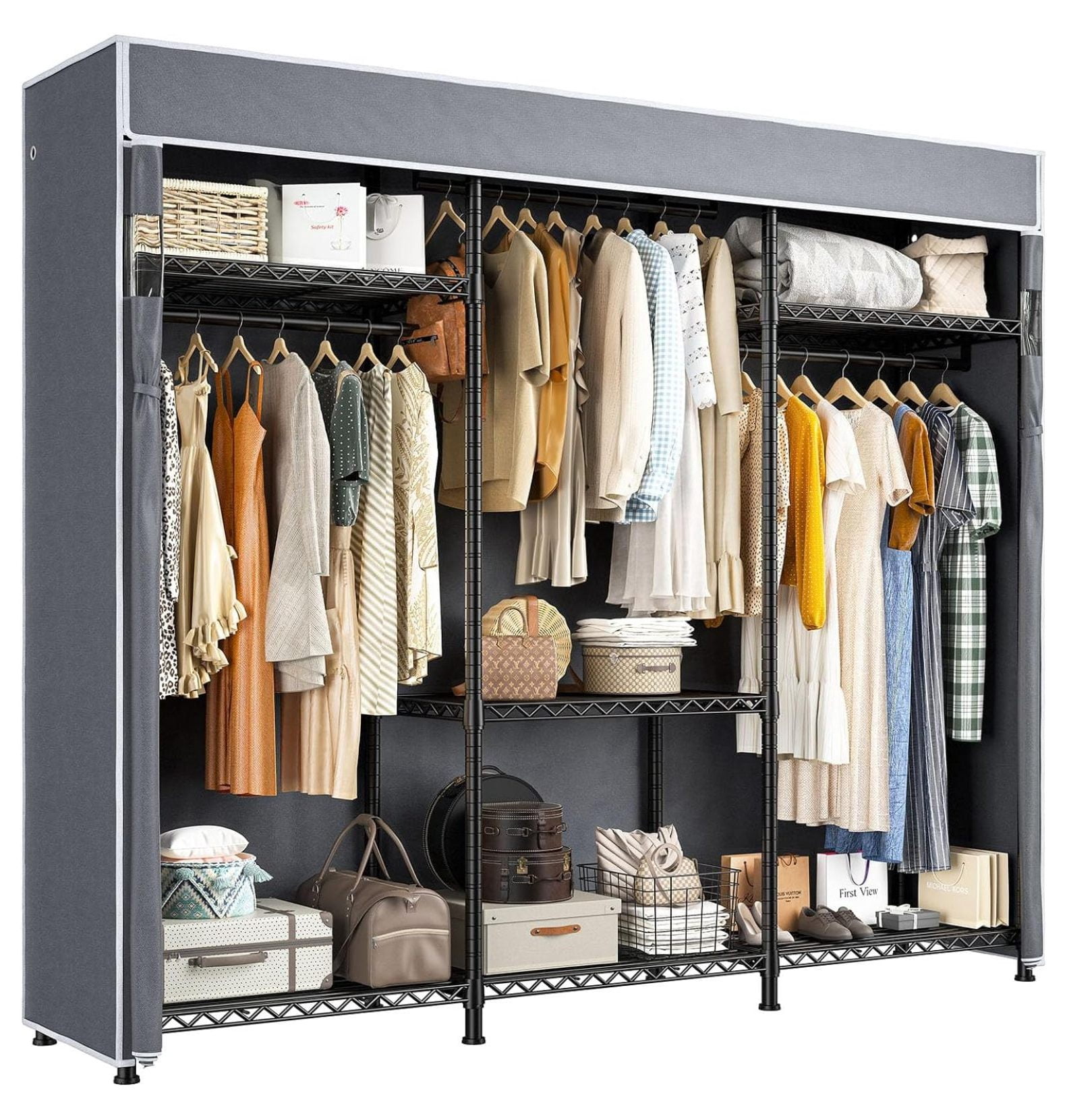 Killeryuki Heavy Duty Clothes Rack with Cover Loads 795 LBS Clothing ...