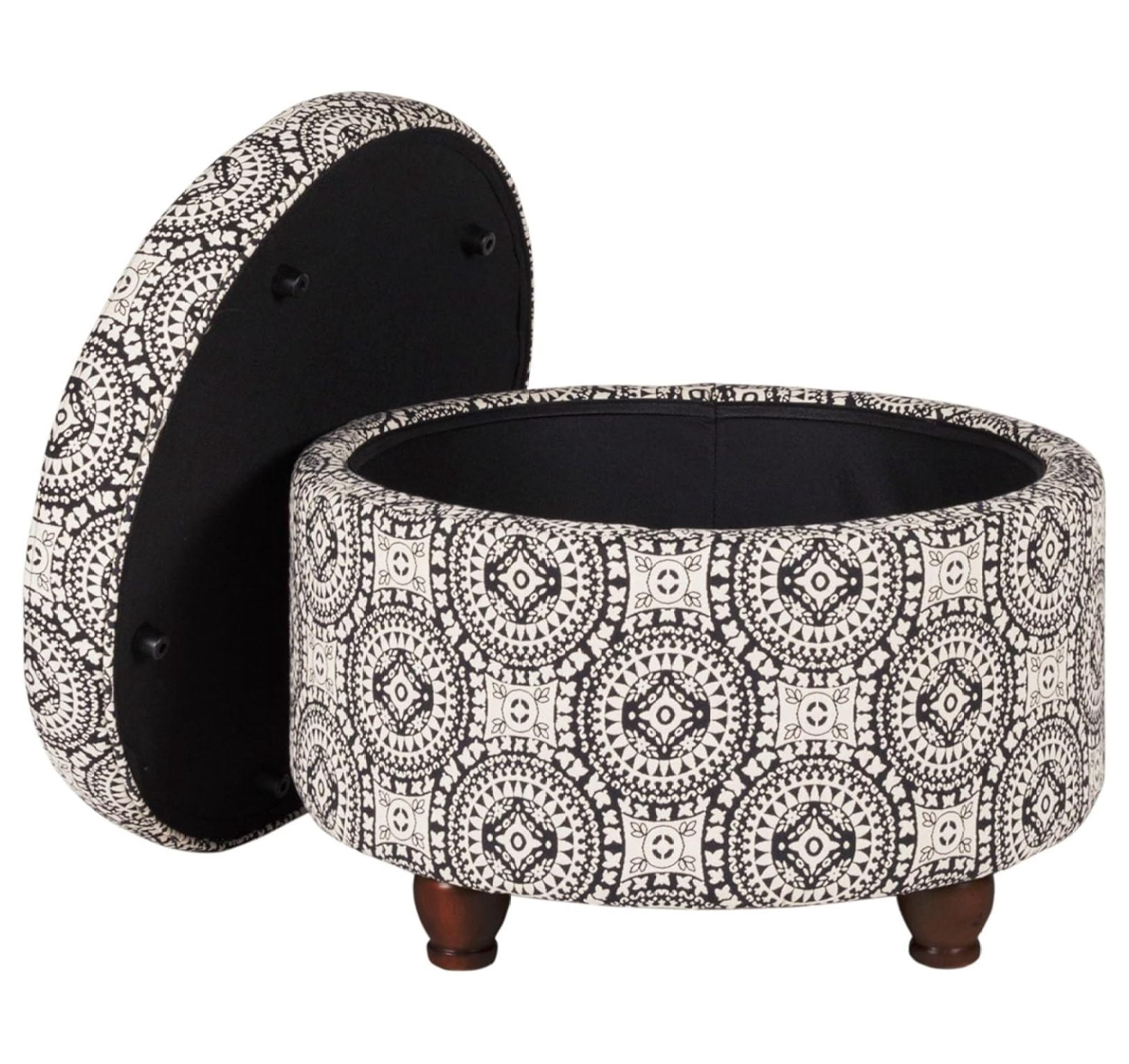 Killeryuki Home Decor | Upholstered Round Storage Ottoman | Ottoman ...