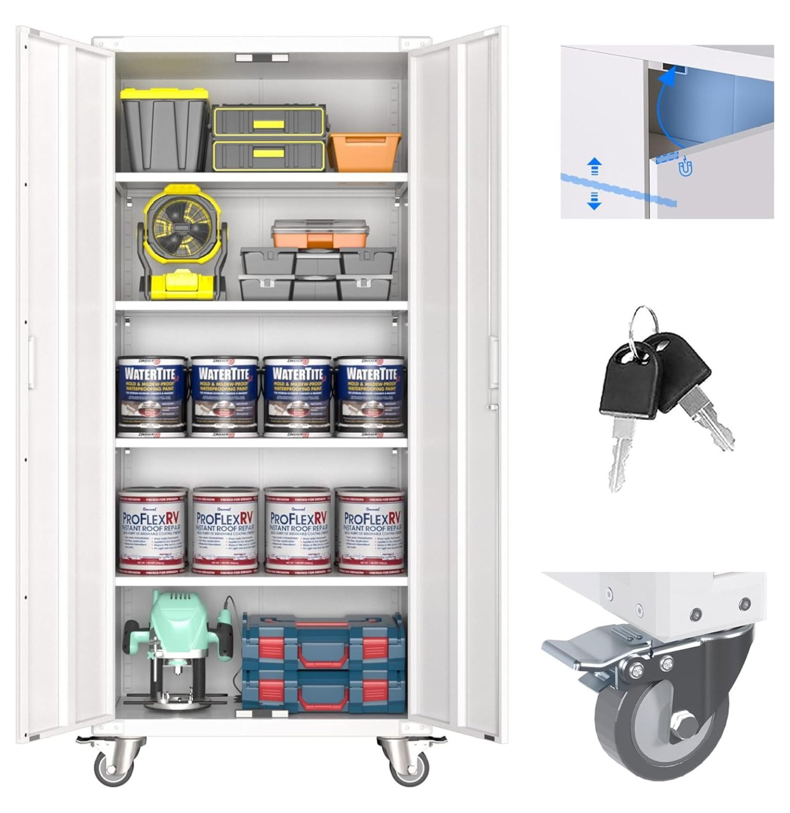 Killeryuki Metal Storage with Wheels,Heavy Duty Office Storage with Lock,Steel