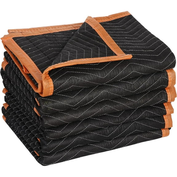 Killeryuki Padded Moving Blankets 6 Pack, Heavy Duty Packing Blankets Black, 72''x40'' Furniture Moving Pads for Shipping Packing Storage