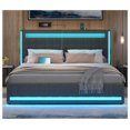 Killeryuki Queen LED Bed Frame with USB Charging Station, Upholstered