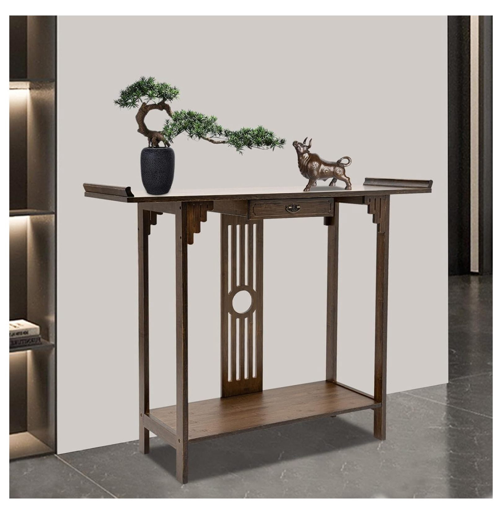 Killeryuki Sofa Tables, Japanese Console Sofa Table, Walnut Bamboo ...