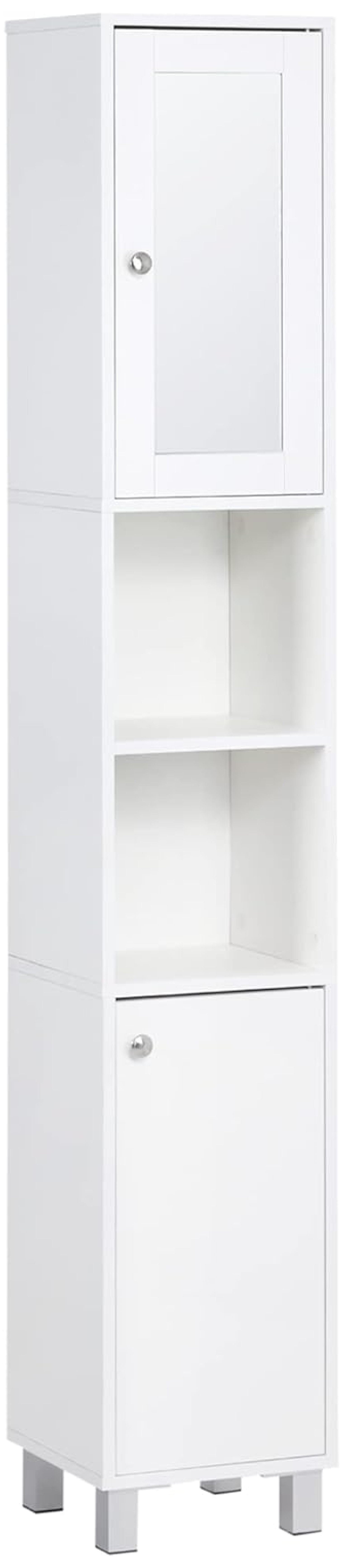 White Tall Minimalist Storage Cabinet with Adjustable Shelving