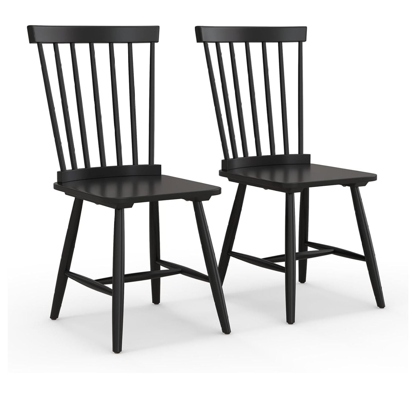 Black High Back Windsor Wood Dining Chairs Set of 2