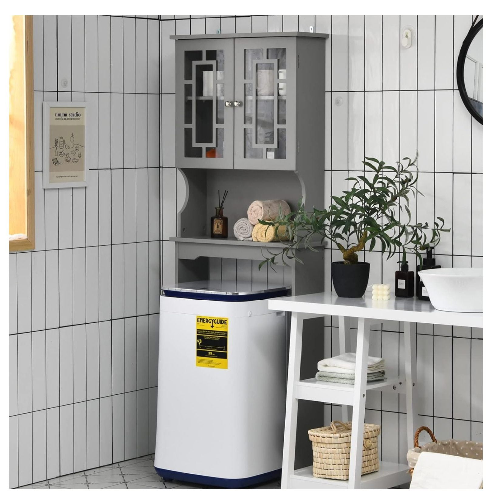 Killeryuki Wooden Over The Toilet Storage Home Bathroom Space