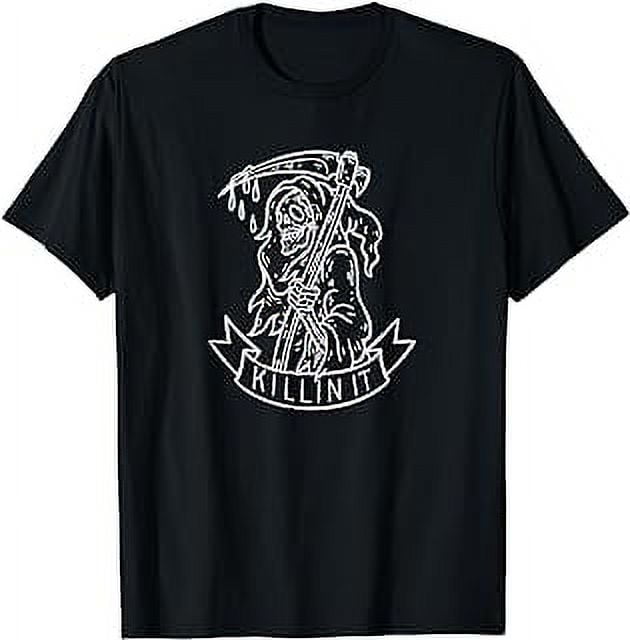 Killin it, Funny Grim Reaper Distressed Tattoo art Graphic T-Shirt