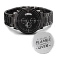 thumbnail image 1 of Killing Flames Engraved Multifunction Analog Stainless Steel Chronograph Men's Watch W Copper Dial, 1 of 17