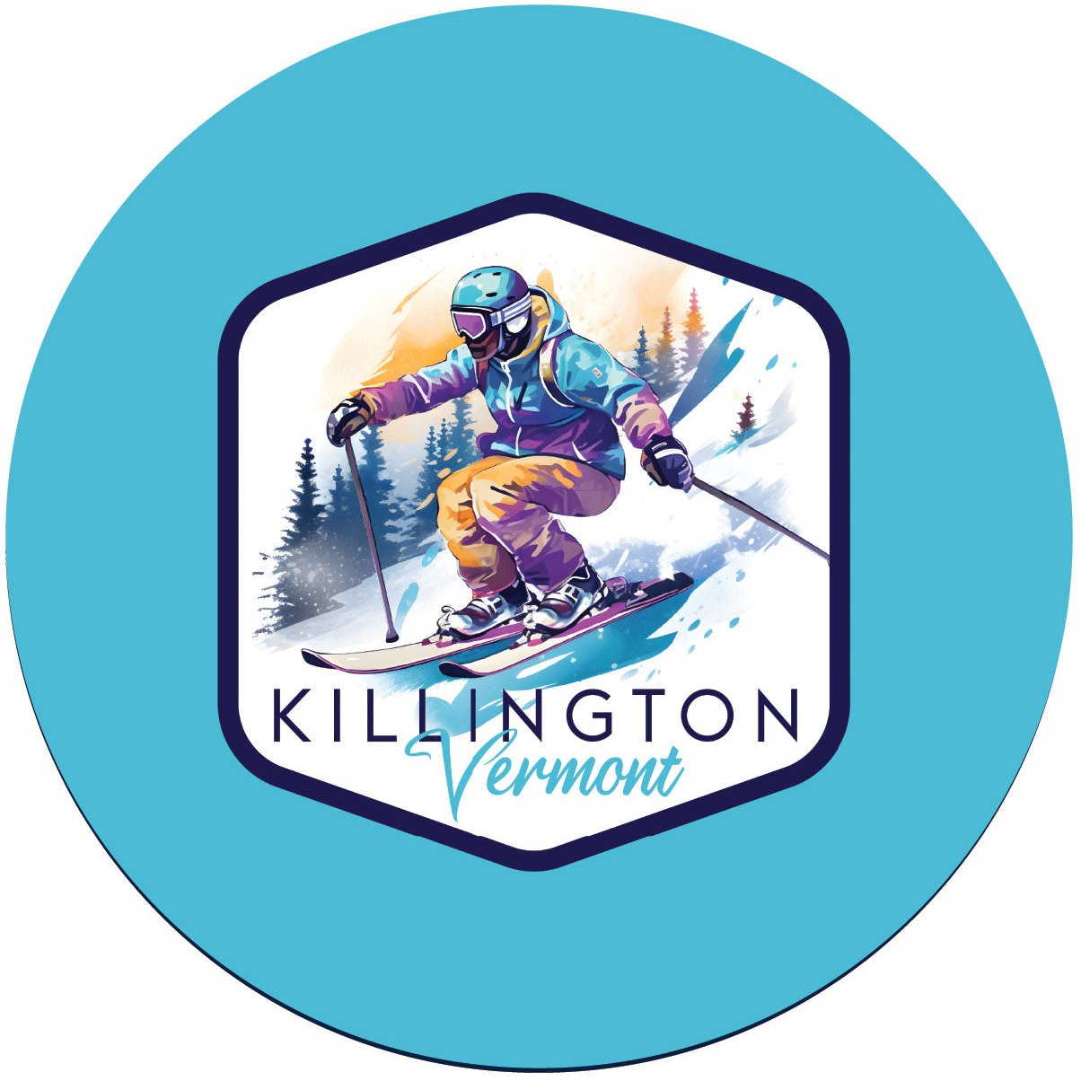 Killington Vermont Design A Souvenir Round Vinyl Decal Sticker