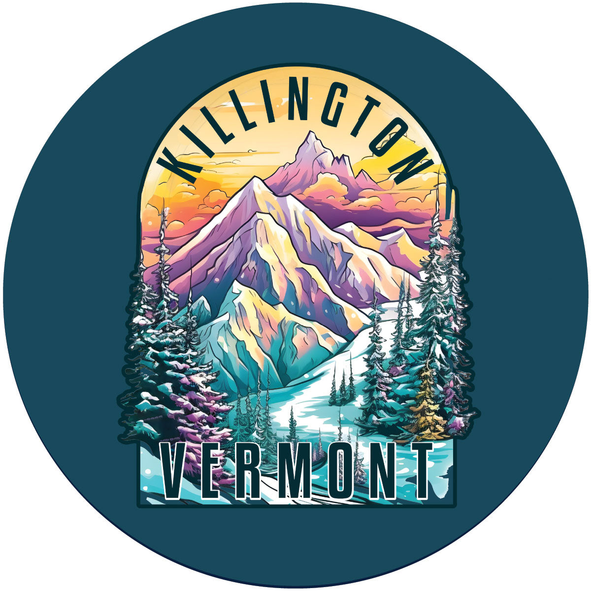 Killington Vermont Design B Souvenir Round Vinyl Decal Sticker