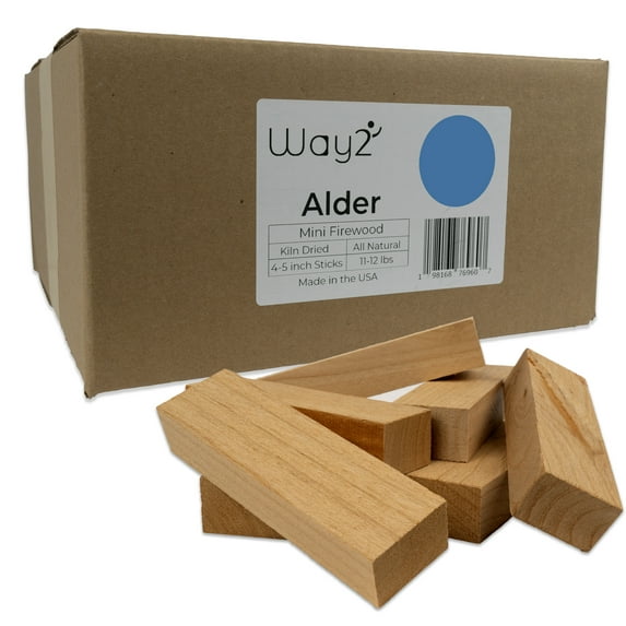 Kiln Dried Alder Wood | 11-12 lbs | 4-5 inch Mini Firewood Logs | Pizza Oven Wood Accessories | Fire Wood for Fire Pit, Campfires or Smoking Wood | Fire Starters for Campfires