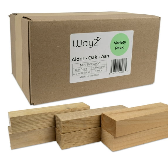 Kiln Dried Wood Variety Pack | 8-9 lbs | 4-5 inch Mini Firewood Logs | Pizza Oven Wood Accessories | Fire Wood for Fire Pit, Campfires or Smoking Wood | Fire Starters for Campfires
