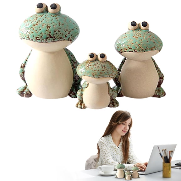 Kiln-Transmutation Glaze Ceramic Frog Figurine for Garden Living Room Hotel Tabletop Decor