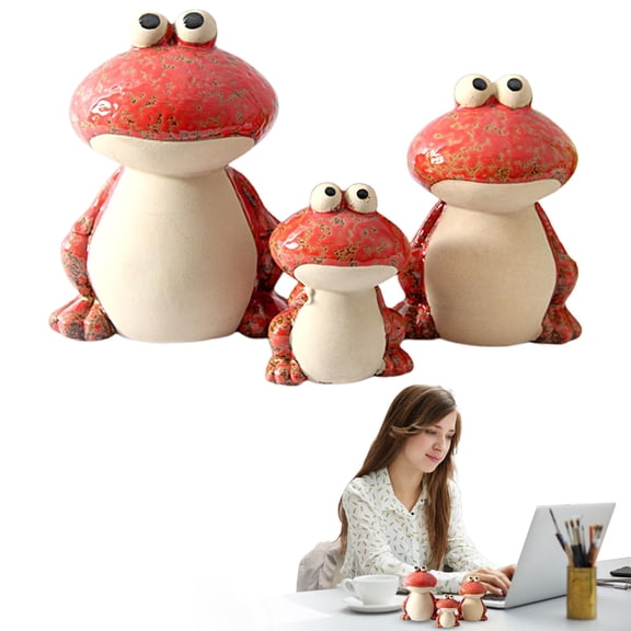 Kiln-Transmutation Glaze Ceramic Frog Figurine for Garden Living Room Hotel Tabletop Decor
