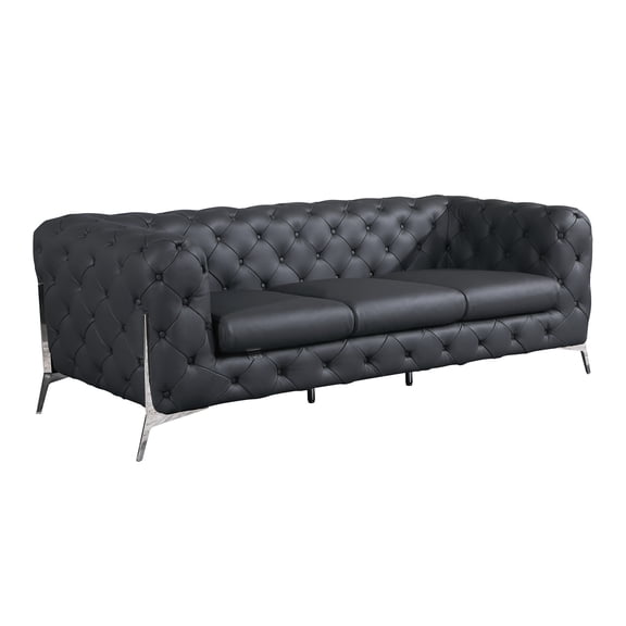 Kiln-dried Hardwood Frame Leather With Top Grain And 3-layer Foam Cushioning 91.45 In. Deep Couch High Solid Wood
