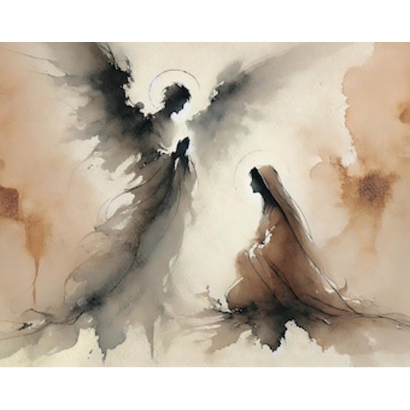 Kiloa Annunciation Gabriel Mary Minimalist Christian Wall Art Poster, 8x12 UNFRAMED