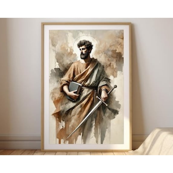 Kiloa Apostle Paul Watercolor Christian Bible Poster, 8x12 UNFRAMED