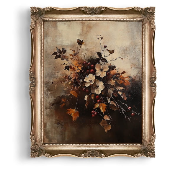 Kiloa Autumn Botanical Print Poster Vintage Still Life Dark Fall Floral Moody Botanical Wall Art Poster Dark Floral Wall Art Poster E984, 8x12 UNFRAMED
