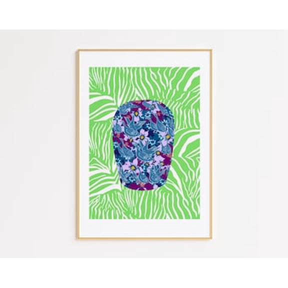 Kiloa Blue & White Ginger Jar Maximalist Wall Art Poster, 24x36 UNFRAMED