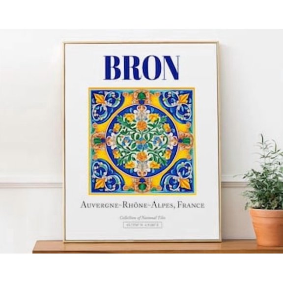 Kiloa Bron France Minimalist Tile Wall Art Poster, 8x12 UNFRAMED