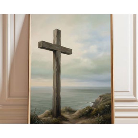 Kiloa Christian Cross Landscape Faith Poster, 8x12 UNFRAMED